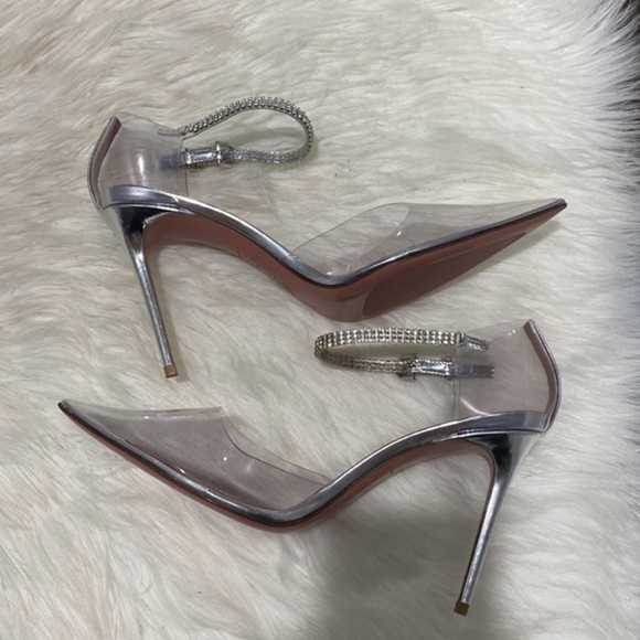 New Amina Muaddi Ursina Crystal pointed toe‎ clear pump size 40EU - Picture 4 of 15